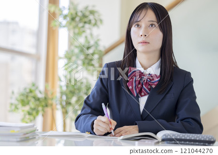 Educational image: High school girl studying 121044270