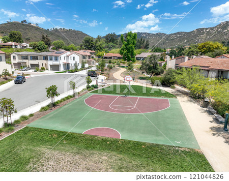 Basketball court in community park in San Diego Basketball court in community park in San Diego 121044826