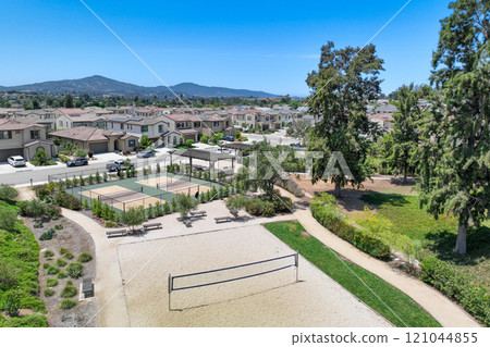 Sand volleyball court at a community park in Escondido, San Diego, California 121044855