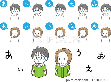 Boy and girl reading aloud 121044963