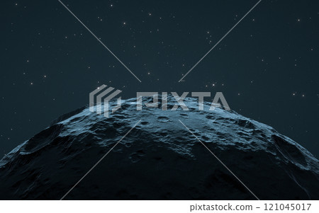 Planet with starry sky background, 3d rendering. 121045017