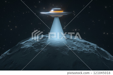 Planet with starry sky background, 3d rendering. 121045018