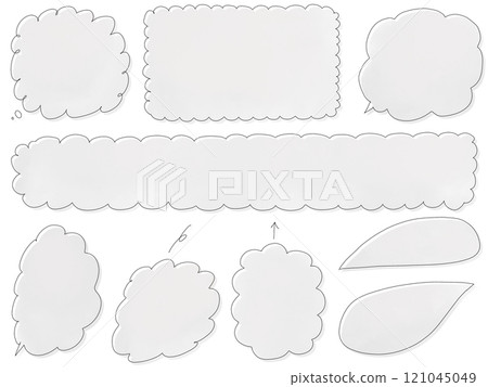 Simple hand drawn thin line shaded speech bubbles set Simple hand drawn thin line shaded speech bubbles set 121045049