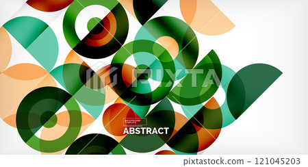 Minimal geometric abstract background. Circle square and triangle design. Trendy techno business template for wallpaper, banner, background or landing Minimal geometric abstract background. Circle square and triangle design. Trendy techno business template for wallpaper, banner, background or landing 121045203