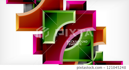 Square, arrow shapes with round elements Vector Illustration For Wallpaper, Banner, Background, Card, Book Illustration, landing page 121045248