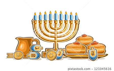 Vector greeting card for Hanukkah Vector greeting card for Hanukkah 121045616