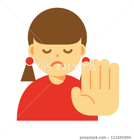 一個女人閉著眼睛拒絕的插圖 一個女人閉著眼睛拒絕的插圖 121045894