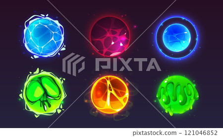 Glowing magical orbs for game ui 121046852