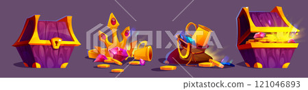 Treasure chest and gold set Treasure chest and gold set 121046893