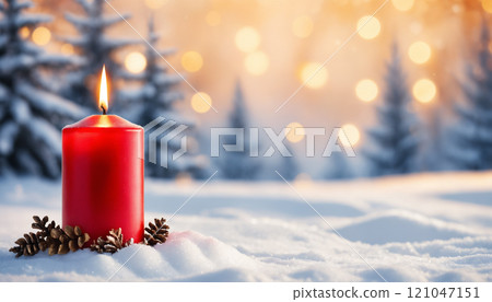 Christmas Background copy space Burning Advent Candle Christmas Background copy space Burning Advent Candle 121047151