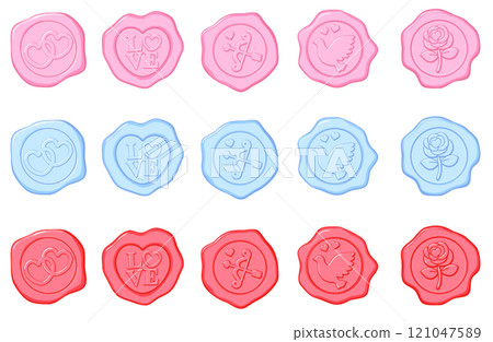 可用於情人節和白色情人節的密封郵票套裝 121047589