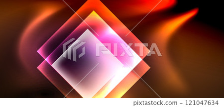 Glass squares with neon shiny light abstract background Glass squares with neon shiny light abstract background 121047634