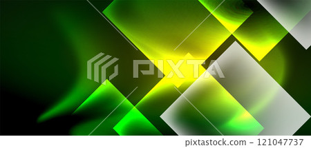 Glass squares with neon shiny light abstract background 121047737