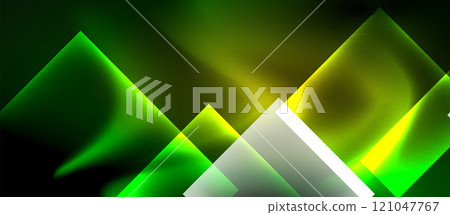 Glass squares with neon shiny light abstract background 121047767