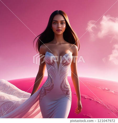 Sexy beauty walking on a pink planet Sexy beauty walking on a pink planet 121047972