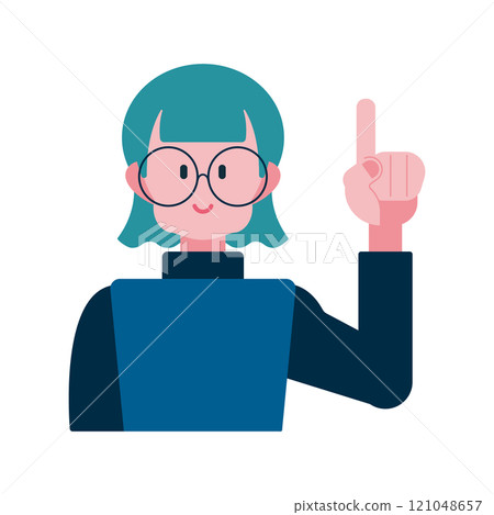 Illustration of a woman pointing up 121048657