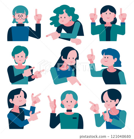 一個人指向各個方向的插圖 121048680