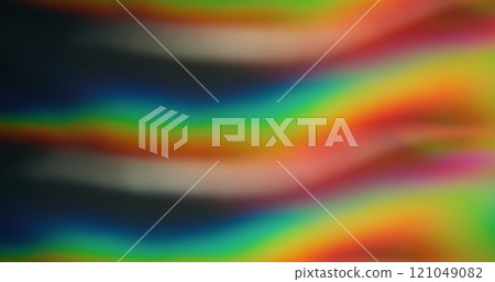 Phenomenon aurora lights. Blurred rainbow colors. Defocused leak green yellow rays flickers stripes lines gradient beam lens flare on abstract art background. 121049082