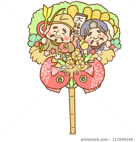 Daikoku and Ebisu on lucky rake 121049148