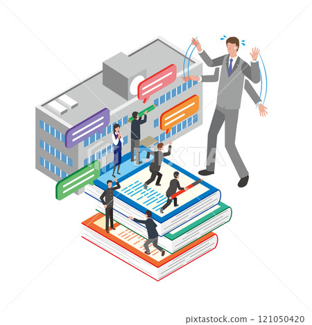 一位忙碌的老師的圖像插圖 121050420