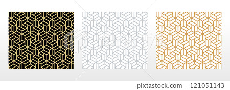Set of abstract geometric patterns. Seamless vector backgrounds. Colored ornaments Graphic modern patterns Simple lattice graphic design 121051143