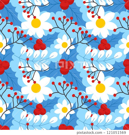 Charming Winter Seamless Pattern Design Featuring Decorative Elements in a Hand Drawn Cartoon Style Illustration Template Charming Winter Seamless Pattern Design Featuring Decorative Elements in a Hand Drawn Cartoon Style Illustration Template 121051569