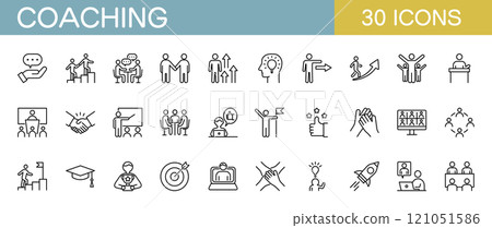 Coaching line icon set 121051586