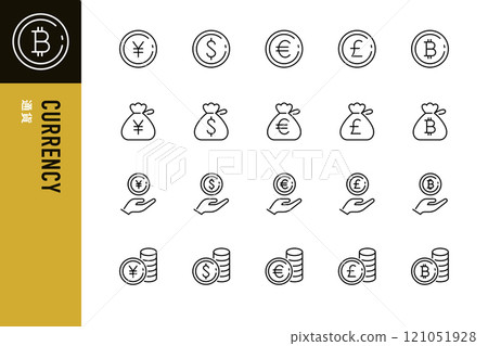 貨幣簡單線圖標 貨幣簡單線圖標 121051928