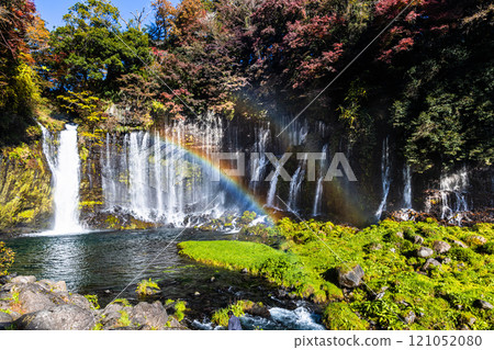 [Shizuoka Prefecture, Fujinomiya City, Shiraito Falls] Autumn leaves and Mt. Fuji, Autumn Edition, November tags 121052080