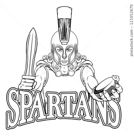 Spartan Woman Ice Hockey Sports Team Mascot Spartan Woman Ice Hockey Sports Team Mascot 121052670