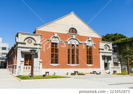 Building view of the Former Hsinchu Assembly Hall in Taiwan. It is now the National Hsinchu Living Art Center as a venue for exhibitions, and public activity. 121052873