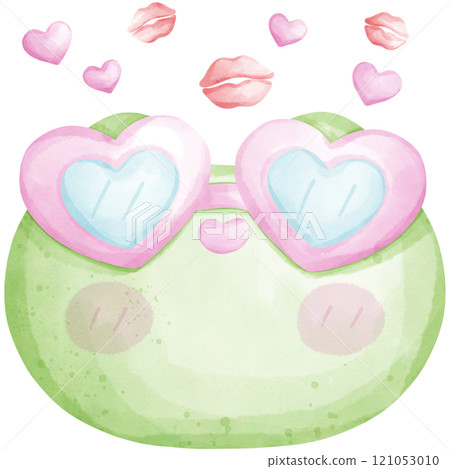 Watercolor valentine green frog Watercolor valentine green frog 121053010