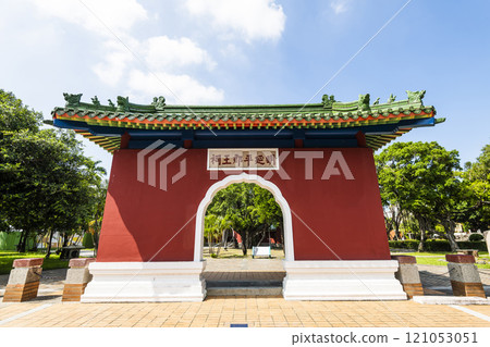Building view of the Koxinga Shrine(Yanping Junwang Temple) in Tainan, Taiwan, is the only Fujianese-style shrine in Taiwan. 121053051