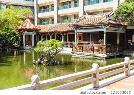 Building exterior of the Wu Family Garden (Former Tainan Assembly Hall) in Tainan, Taiwan. It was a classical flower garden built in a Chinese style. 121053057