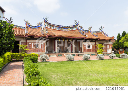 Building view of the Huangxi Academy (Wenchang Temple) in Taichung, Taiwan. The temple worshiped Wenchang Dijun. Building view of the Huangxi Academy (Wenchang Temple) in Taichung, Taiwan. The temple worshiped Wenchang Dijun. 121053061