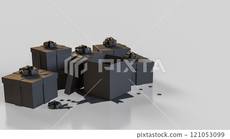 The Black gift box for celebration or holiday concept 3d rendering. The Black gift box for celebration or holiday concept 3d rendering. 121053099