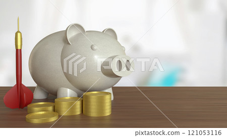 The Darts and Piggy bank  for Business concept 3d rendering. 121053116