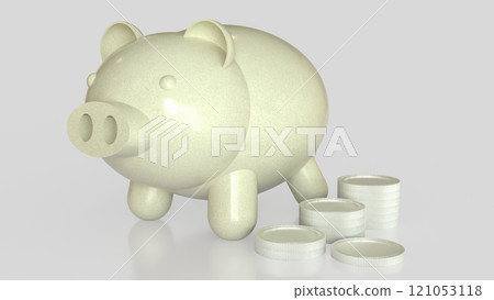 The Piggy Bank and coins for earning or saving concept 3d rendering. 121053118