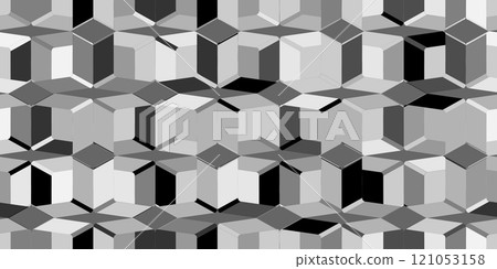 Black and white abstract geometric seamless 3d vector illustration. 121053158