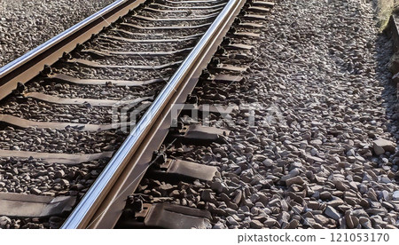 Close-up image of railroad tracks 121053170