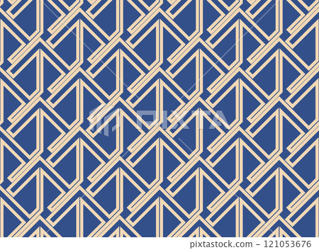 Abstract geometric pattern. A seamless vector background. Golden and dark blue ornament. Graphic modern pattern. Simple lattice graphic design 121053676