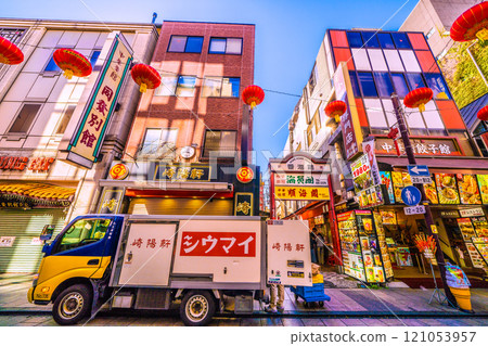Morning cityscape of Yokohama, Japan. View of Yokohama Chinatown and Hong Kong Road. A ray of hope for a new era... = 3rd 121053957