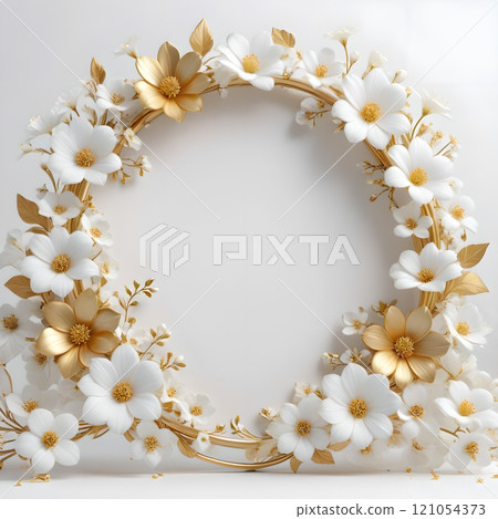 金色日式和白色浪漫花園情人節、母親節、婦女節、生日、週年紀念、婚禮、浪漫浪漫廣播公告、素材盤 121054373