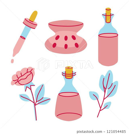 Hand drawn aromatherapy element collection 121054485