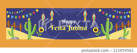 Festas juninas hand drawn flat twitch banner Festas juninas hand drawn flat twitch banner 121054561