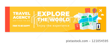 Flat travel agency twitch banner 121054595