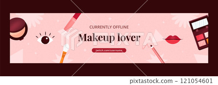 Hand drawn flat texture makeup artist twitch banner 121054601