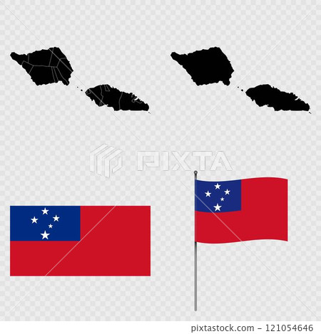 Set of maps, flag and flagpole of Samoa. Vector illustration. Set of maps, flag and flagpole of Samoa. Vector illustration. 121054646