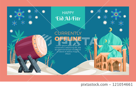 Flat eid al-fitr twitch background 121054661