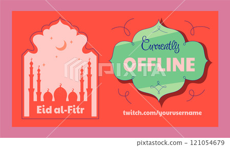 Flat eid al-fitr twitch background 121054679
